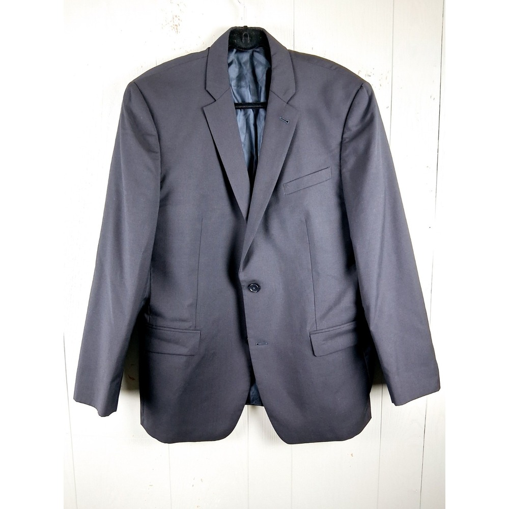 John Varvatos Blazer Mens 44R‎ Blue 100% Wool Sport Coat Single Needle Portugal